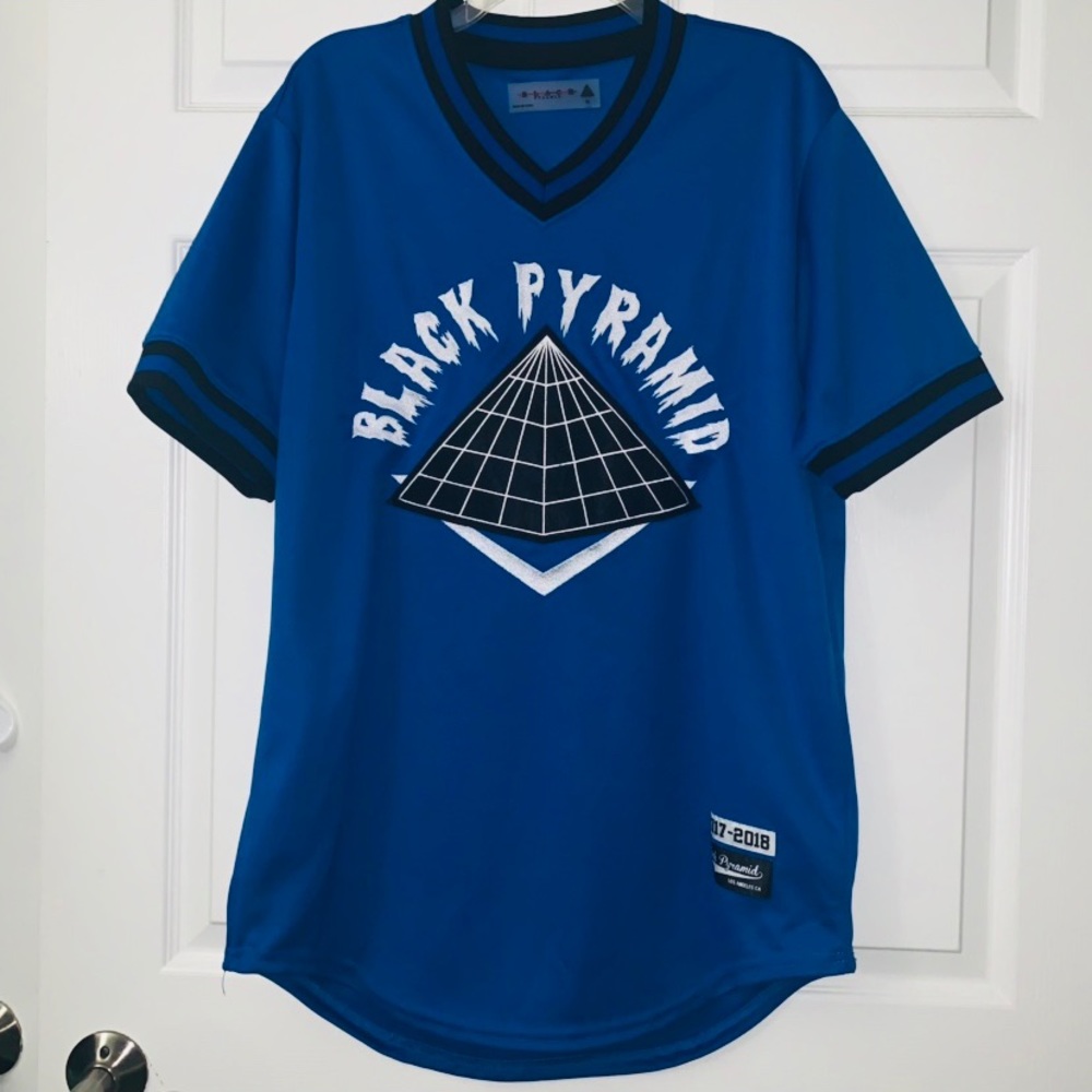 BLACK PYRAMID BLUE BASEBALL JERSEY